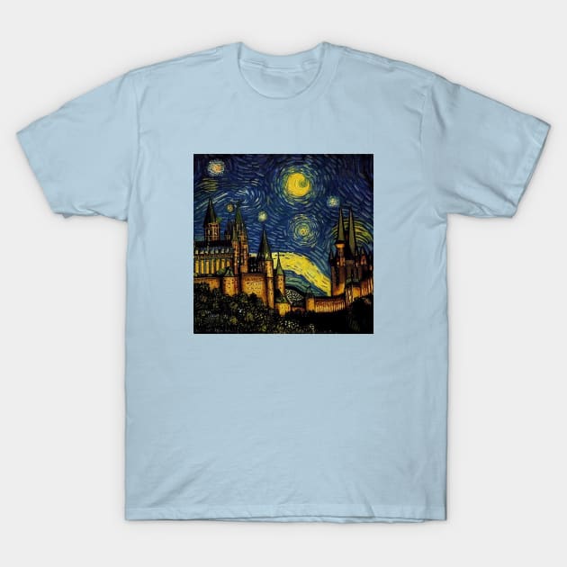 Starry Night Wizarding School Van Gogh T-Shirt by Grassroots Green